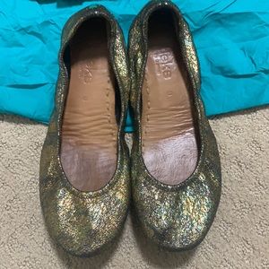 Tieks Starstruck Gold Leather Ballet Flats